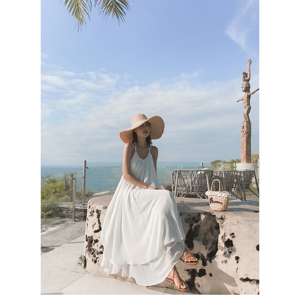 [CÓ SẴN SIZE S] ĐẦM MAXI TRẮNG ĐI BIỂN, HÀNG CHUẨN ĐẸP, CHẤT LƯỢNG, 3 SIZE