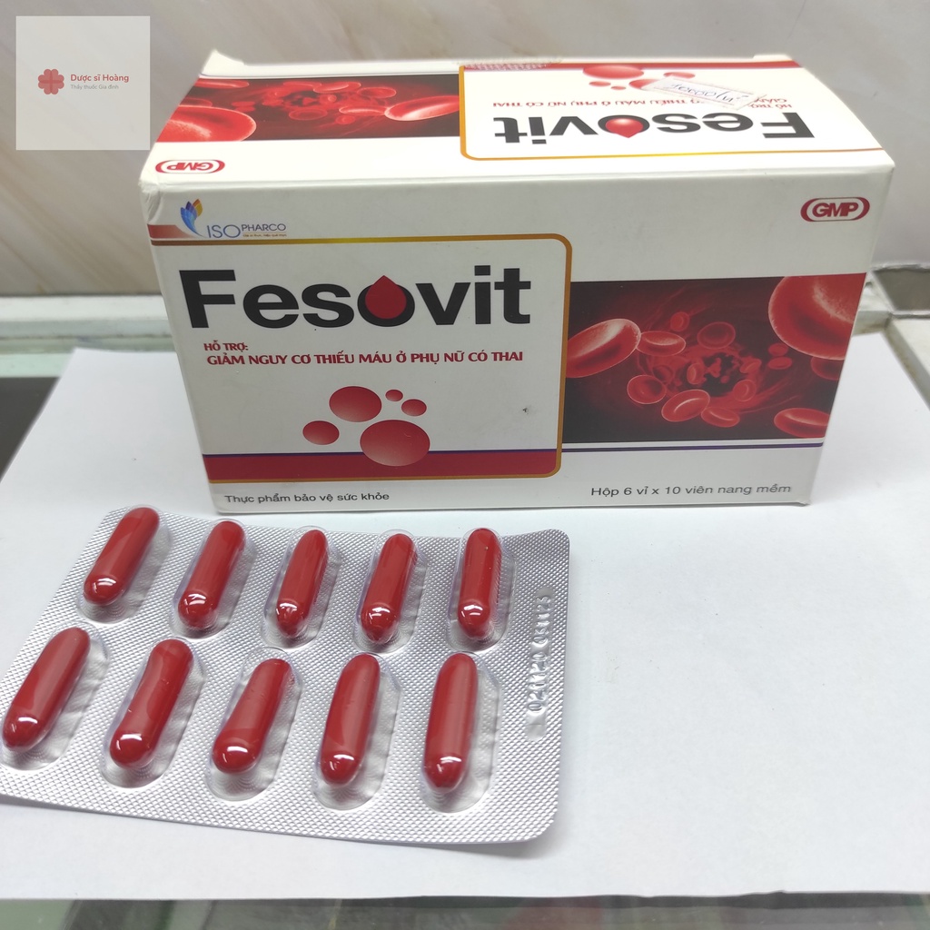 Fesovit - Hỗ Trợ Bổ Sung Sắt, Ngăn Ngừa Thiếu Máu Cho Bà Bầu Và Người Thiếu Máu Hộp 60 viên