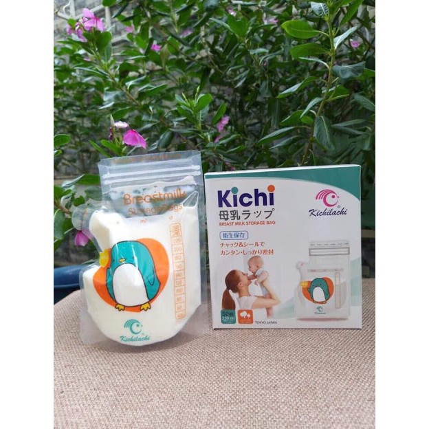 Túi trữ sữa Kichilachi Nhật Bản 250ml mới mỏ vịt (Hộp50c)