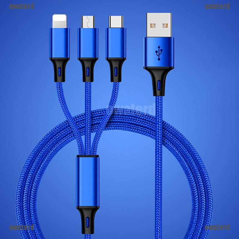 OPD 3 in 1 Multi Type-C Cable Micro USB Data Sync Fast Charging for iPhone Android