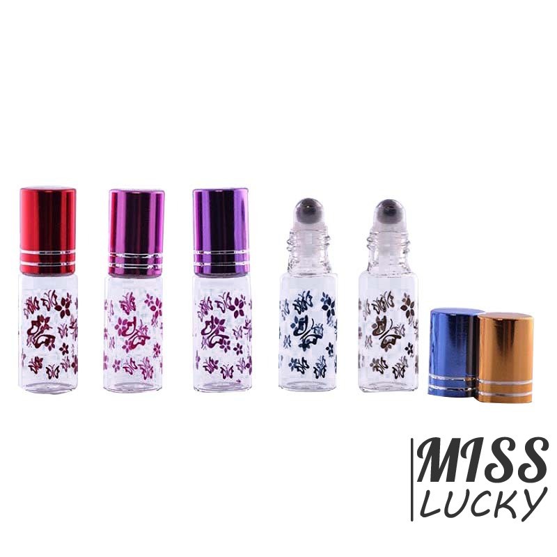 Chai đựng tinh dầu dung tích 5ml chất liệu thép không gỉ và thủy tinh họa tiết bướm xinh xắn