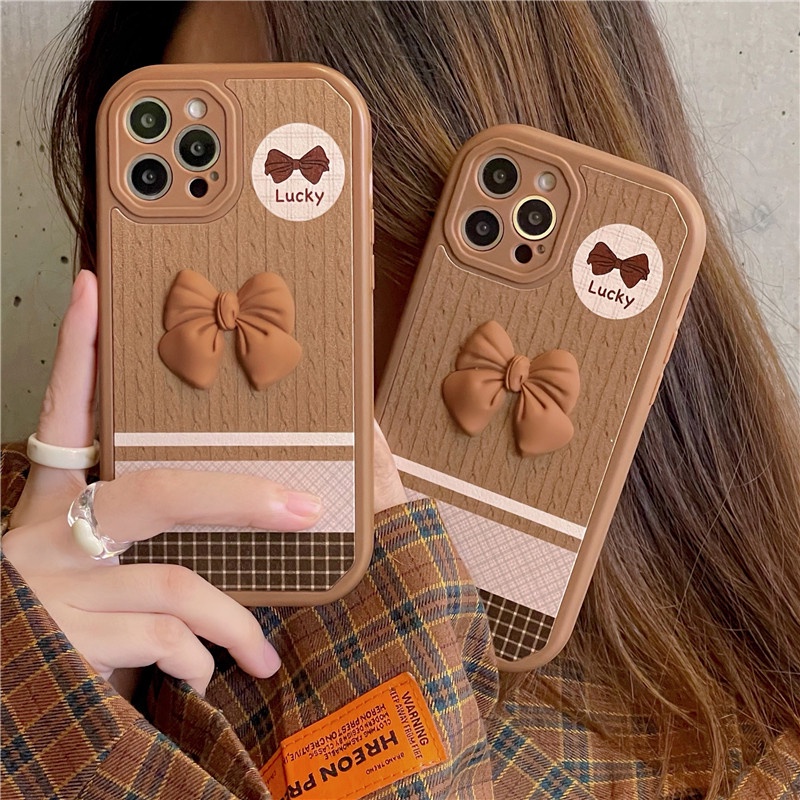 Ốp Điện Thoại TPU Mềm Đính Nơ 3D Thời Trang Cho IPhone 13 12 11 Pro Max X XS XR 8 7 Plus