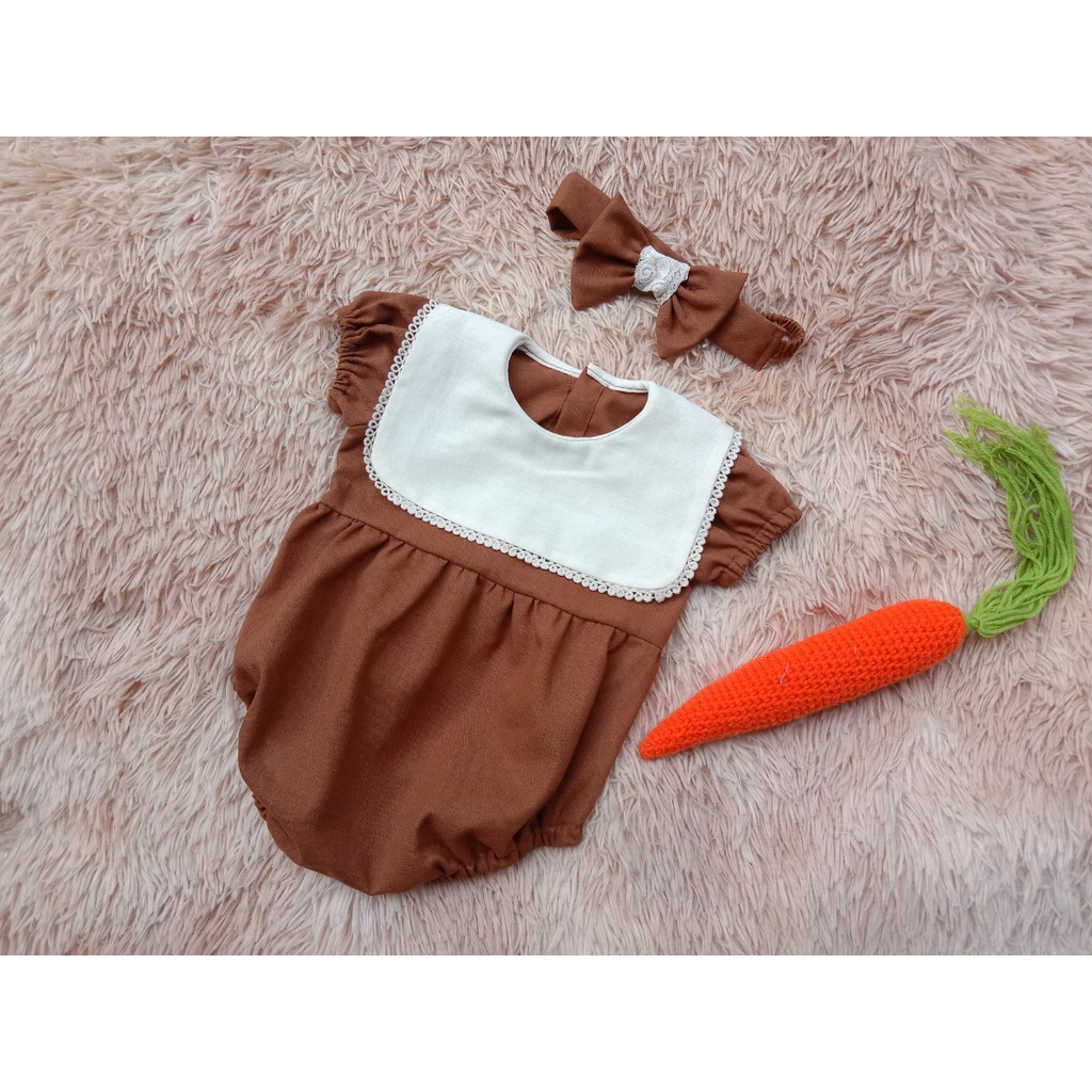 Trang phục vintage body cho bé gái kèm nơ