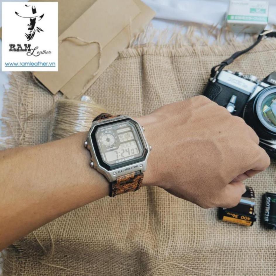 (HÀNG CHÍNH HÃNG) Cá tính với Dây đồng hồ da dê vân trăn rằn ri cao cấp (RAM CLASSIC) . *