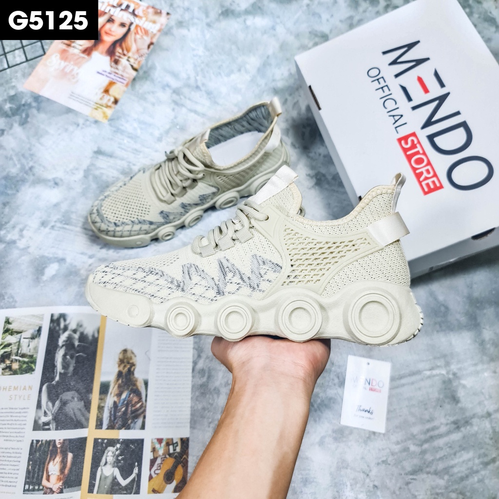 Giày Thể Thao Nam MENDO - Giày Sneaker Màu Đen - Kaki, Giày Thể Thao Vải Thoáng Khí, Đế Cao - G5125