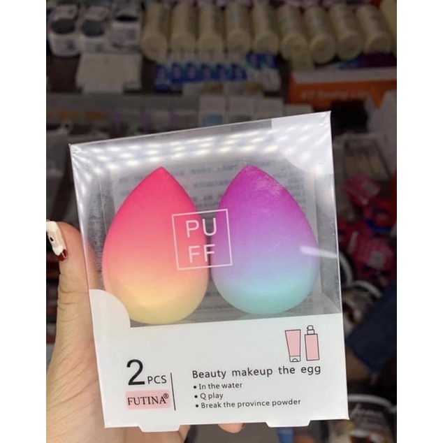 Set 2 bông phấn màu ombre Futina Beauty Make up The Egg