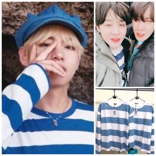(Tặng ảnh BTS) Áo BTS V Jimin trắng xanh đen vàng