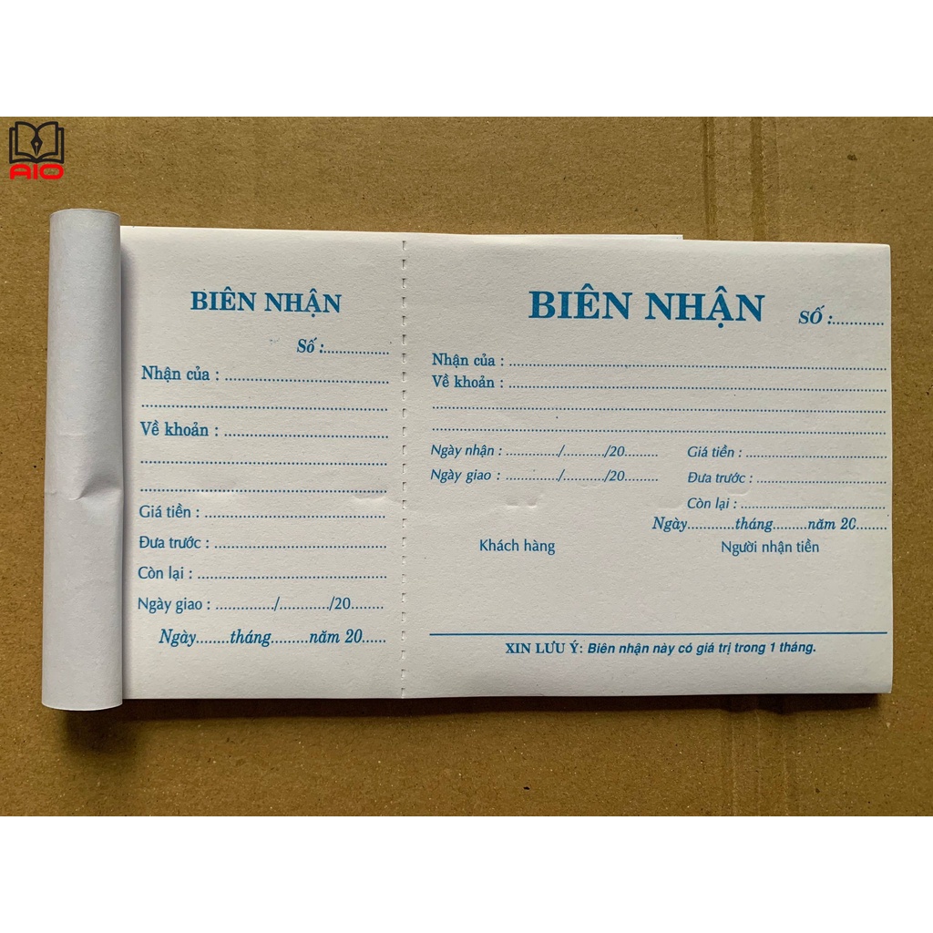 Biên nhận 1 liên - 10.5 x 19 cm ( 50 tờ )