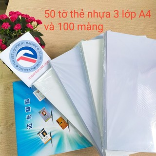 Combo 50 Tấm Thẻ Nhựa PVC 3 Lớp Khổ A4