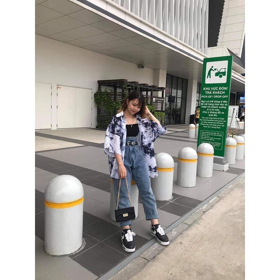 Áo sơ mi nam nữ Bape form rộng ulzzang tay lỡ loang 3D (màu đen, hồng, xanh)