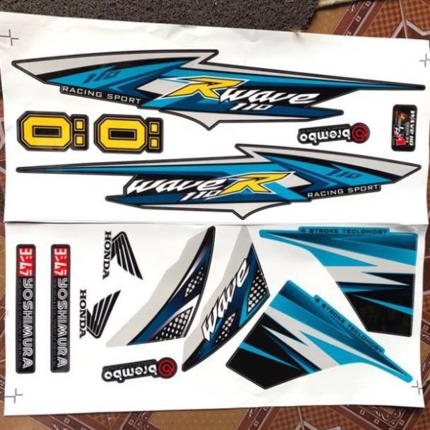 Tem Chế Wave R 110 Xanh Xám Cán 3 Lớp Chống Phai 9013