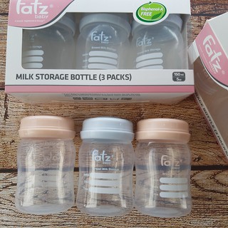 Bộ 3 bình trữ sữa mẹ 150ml FatzBaby FB0120N ( Tặng 01 ống bón 3ml )