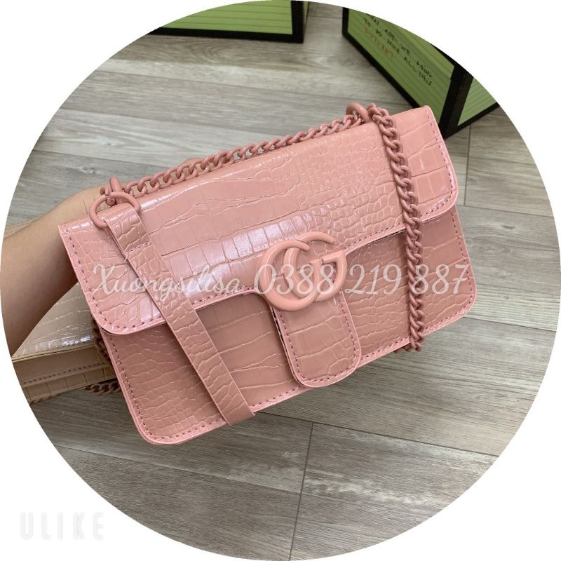 Túi Đeo Chéo Túi Da Rắn Đồng Màu Dây Xích