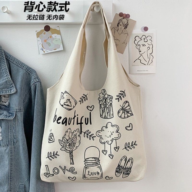 Túi Tote Vải Canvas đi chơi đi học cao cấp thiết kế đơn dãn Dễ phối Đồ