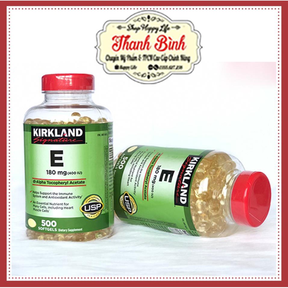 Vitamin E Kirkland 400ui của Mỹ Lọ 500 viên hỗ trợ làm đẹp da, cải thiện nội tiết, giảm lão hóa