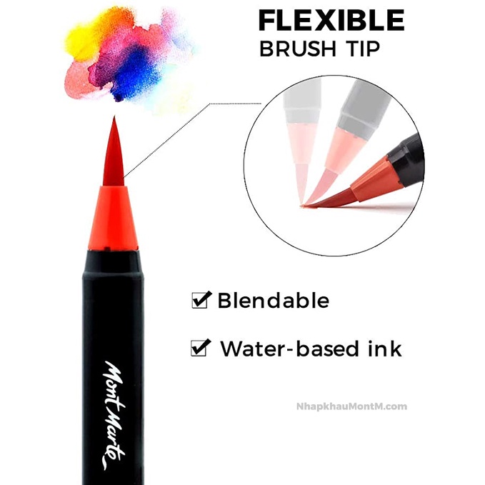 Bộ bút màu dạ marker Mont Marte Signature Colouring Brush Markers 12 màu