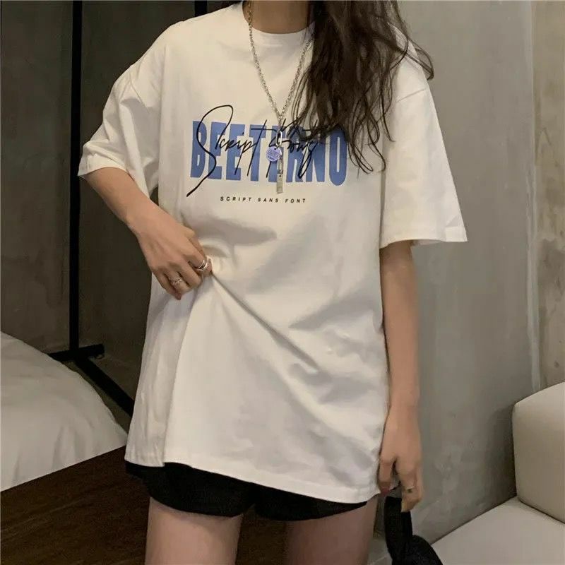 Áo Thun Tay Lỡ 100% Cotton Nam Nữ Unisex Form Rộng In Họa Tiết Chữ Ký