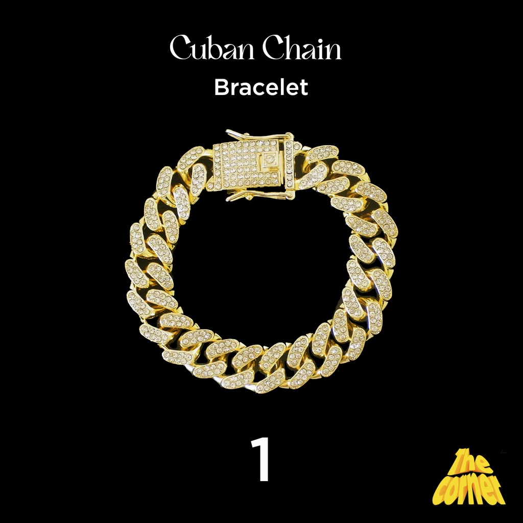 Vòng tay đính đá lấp lánh Cuban Chain Nam Nữ titan không gỉ 18cm Kèm Hộp