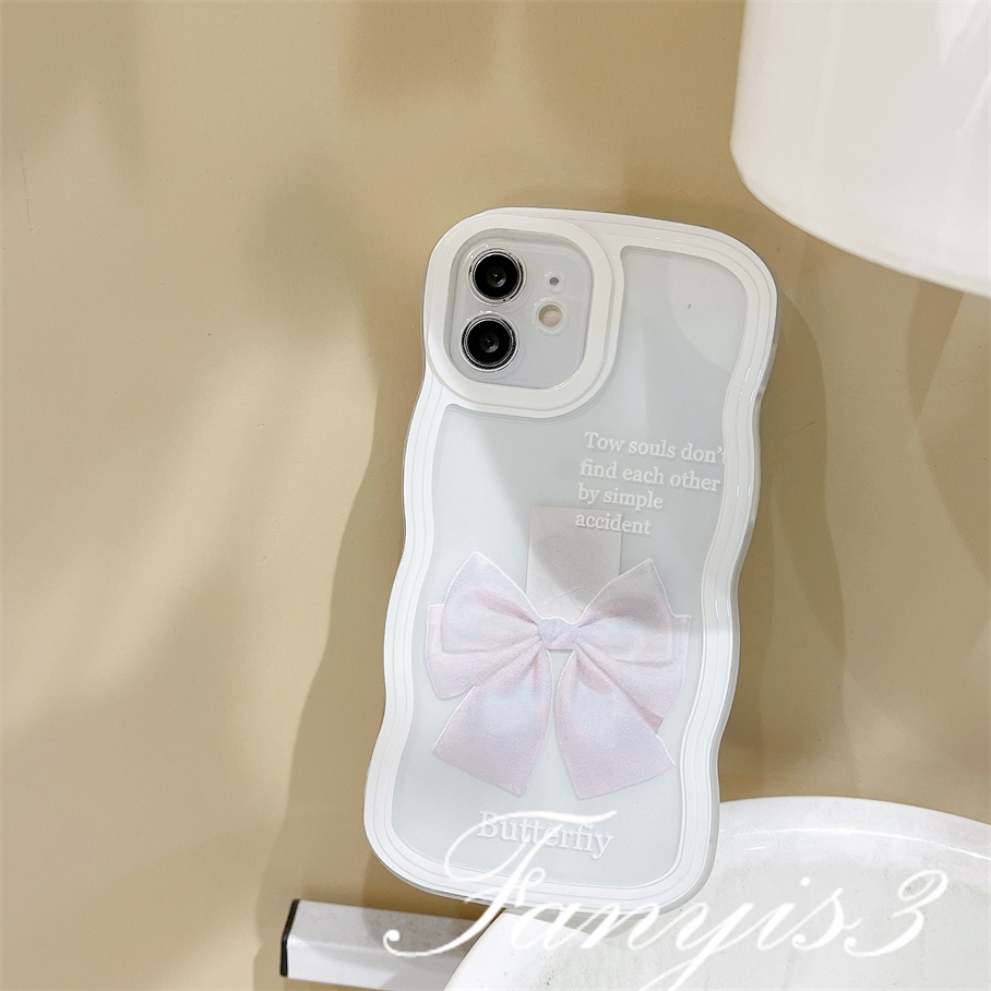 Ốp Điện Thoại TPU Mềm Đính Nơ Viền Lượn Sóng Cho iPhone 14 13 12 11 Pro Max X XR Xs Max 8 7 6 6s Plus SE 2020