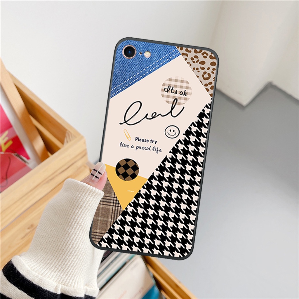 Ốp lưng IP 5/ 5S/ 6/ 6S/ 6 plus/ 6s plus/ 7/ 8/ se 2020 hoạ tiết nền kẻ caro thời trang, viền dẻo