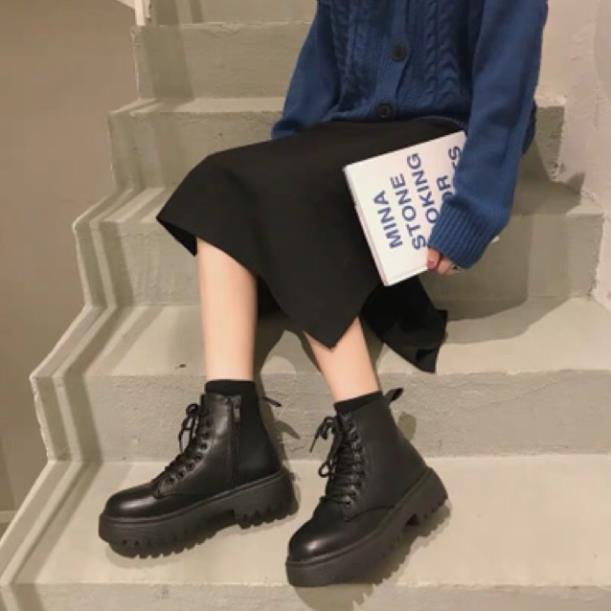 Giày boot nữ ullzang 🧡HÀNG TRUNG🧡 thời trang màu đen siêu hót full box bill