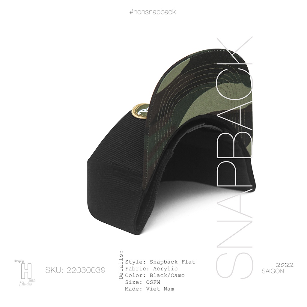 Mũ snapback thời trang nam cao cấp logo tròn màu đen camo hàng chất lượng tiêu chuẩn xuất khẩu khóa gài bấm free size