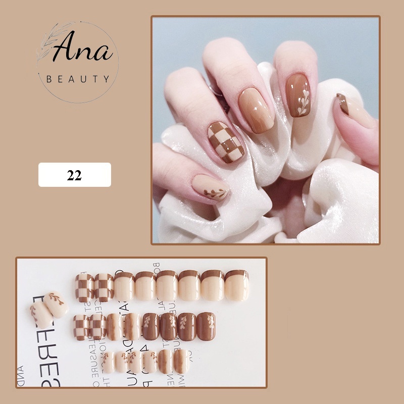 Móng tay giả kèm keo dài móng giả sang chảnh phong cách tính đính đá Anabeauty