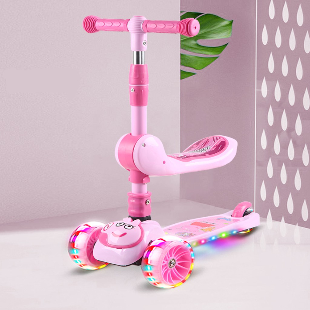 Xe trượt Scooter Heo Peppa kèm nhạc, đèn Siêu Cute Kèm Video Hướng Dẫn