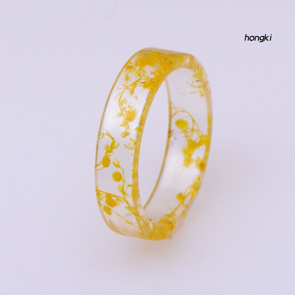 Nhẫn Nhựa Resin Trong Suốt Phối Hoa Khô Phong Cách Vintage Cho Nữ
