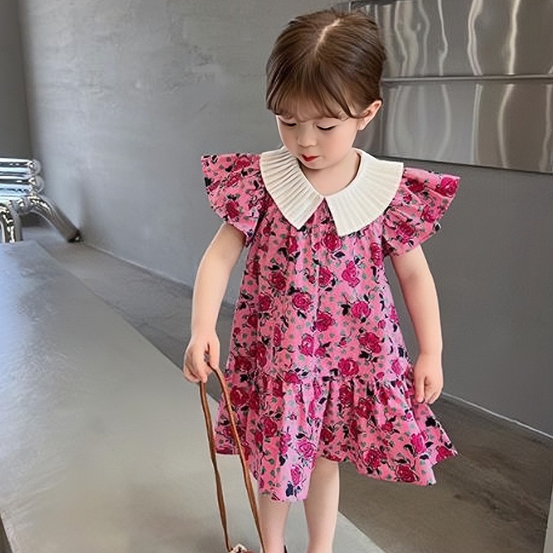 Đầm Hoa Cổ Búp Bê Thời Trang Mùa Hè Xinh Xắn Dành Cho Bé Gái