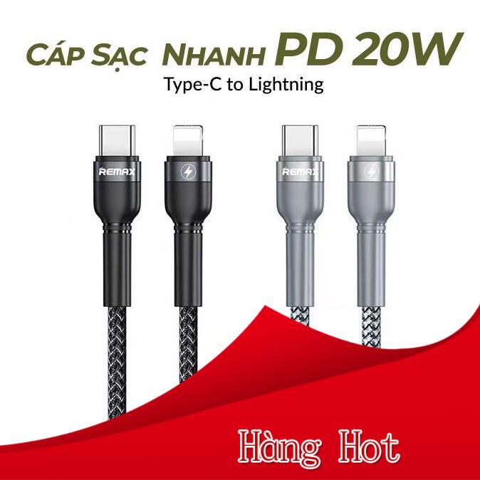 Dây sạc iPhone chính hãng Remax 009 sạc nhanh iPhone 20w - 18w chuẩn PD sạc đầy 50% pin chỉ trong 30