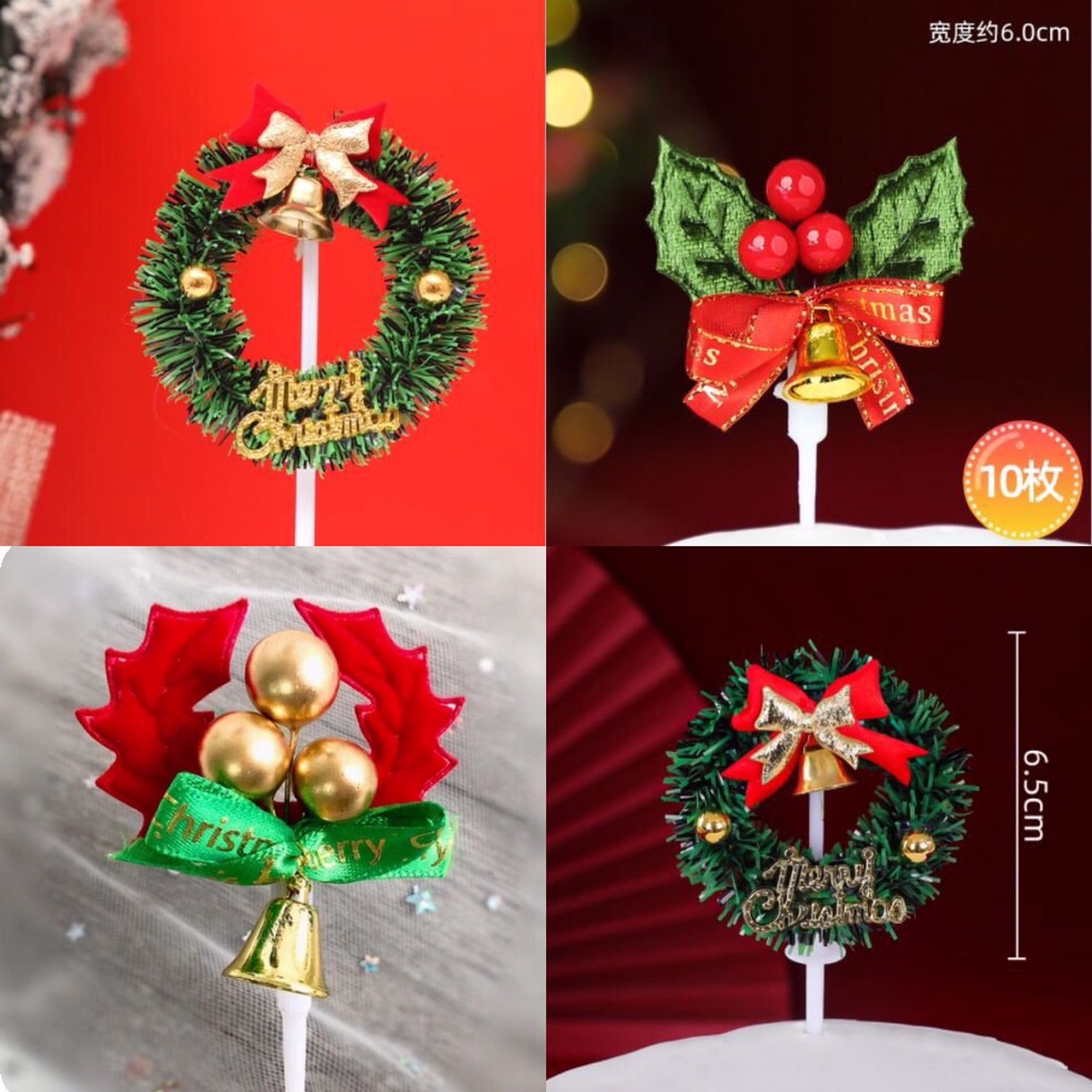 Phụ Kiện Trang Trí Bánh Sinh Nhật Bánh Kem - Sét thẻ cắm trang trí NOEL