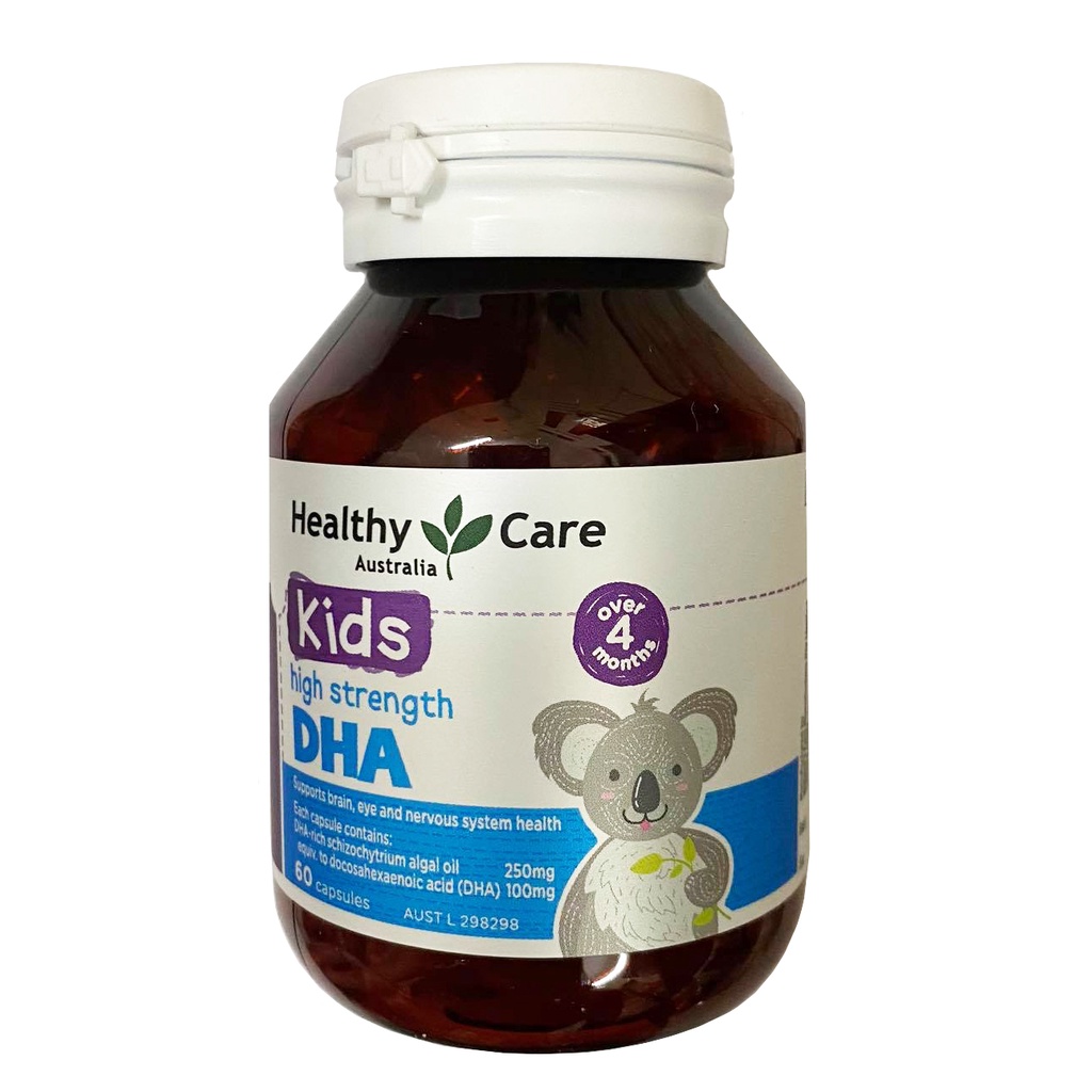 Viên uống DHA bổ sung omega-3 cho trí não bé Healthy Care Kids High Strength 60 viên - The Caring Cube