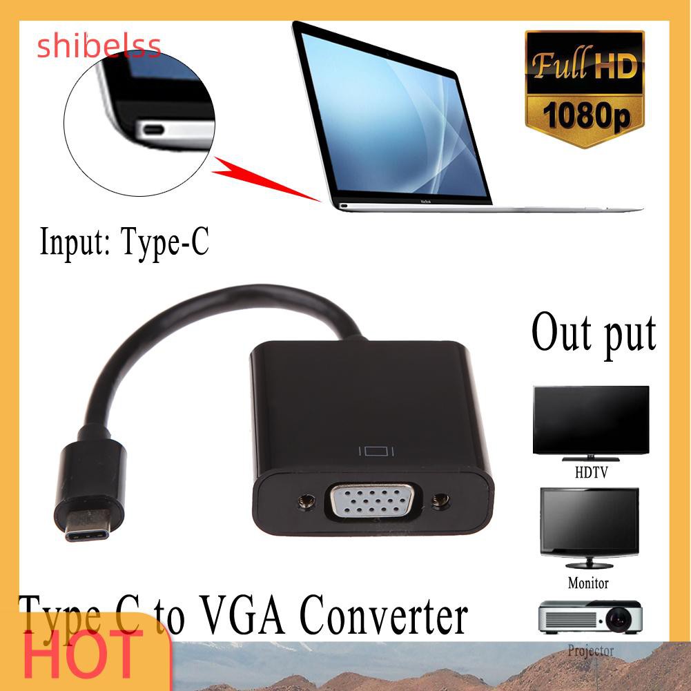 Shibelss USB 3.1 Type C Male to VGA Female 1080P Adapter for Macbook 12"