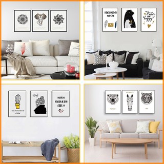 [HCM] Bộ 3 Tranh canvas giá xưởng- Tranh treo tường chủ đề động vật kèm khung cao cấp tặng kèm đinh 3 chân