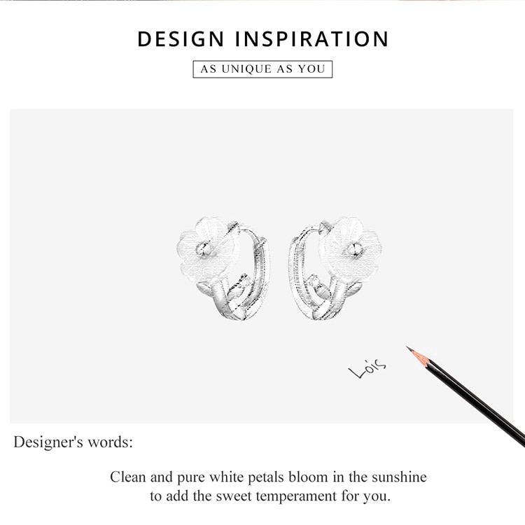 Hoa tai Bamoer Bse321 chất liệu bạc 925 họa tiết hoa tinh tế cho nữ