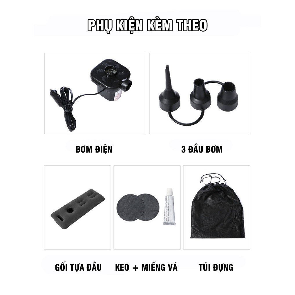 Đệm hơi ô tô cho xe 4-7 chỗ tặng kèm bơm điện và gối cao cấp - sang trọng