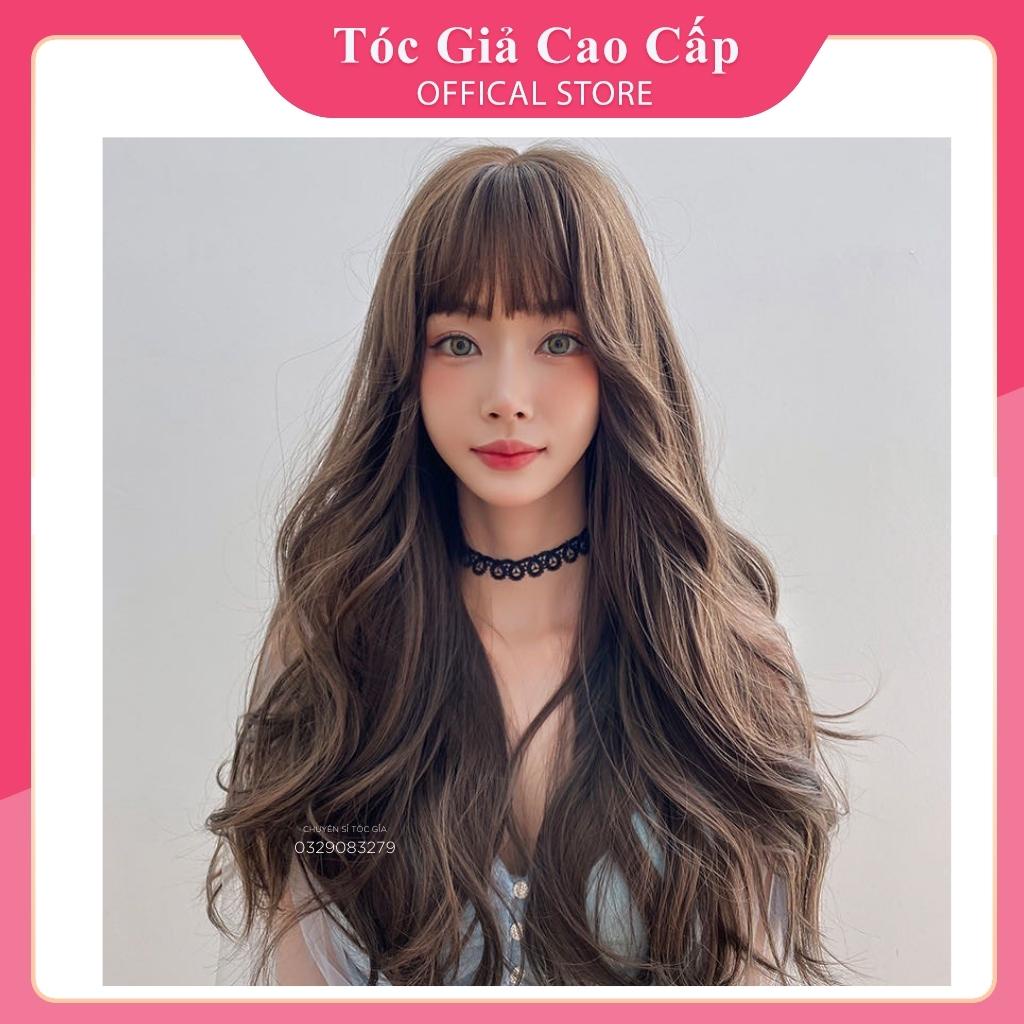 Tóc giả nguyên đầu nữ xoăn dài đẹp, 2069, tặng kèm lưới trùm tóc giả wig.