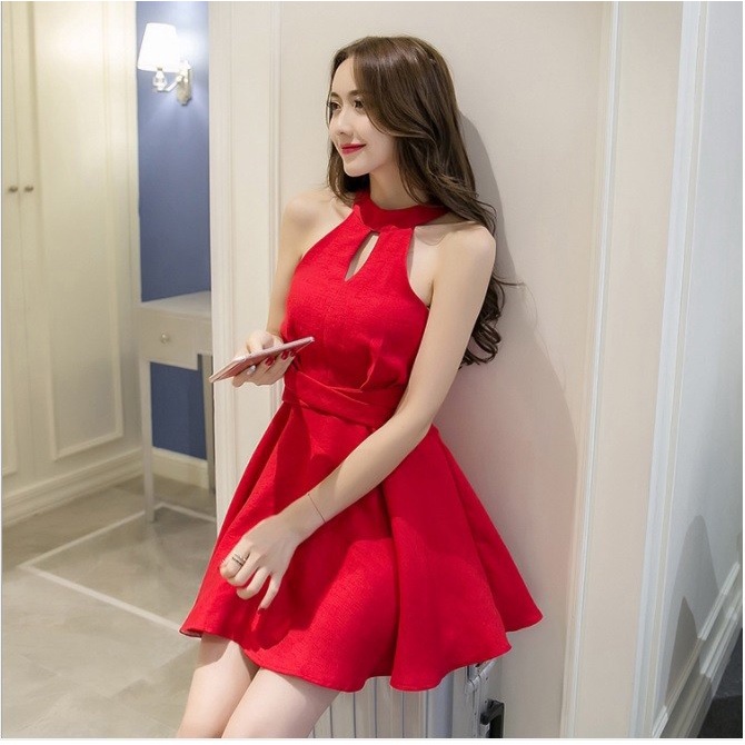 SP6815 Đầm xòe yếm nữ sát nách cao cấp hàng nhập