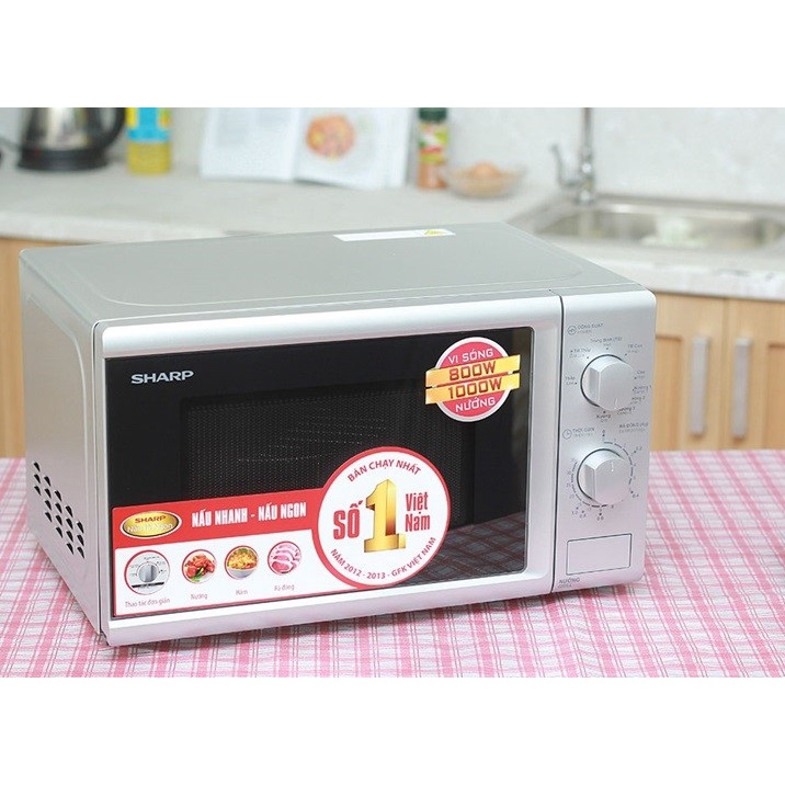 Lò Vi Sóng Cơ Có Nướng Sharp R-G226VN-S [Công Suất Vi Sóng 800W, Công Suất Nướng 1000W, Dung Tích 20 Lít]