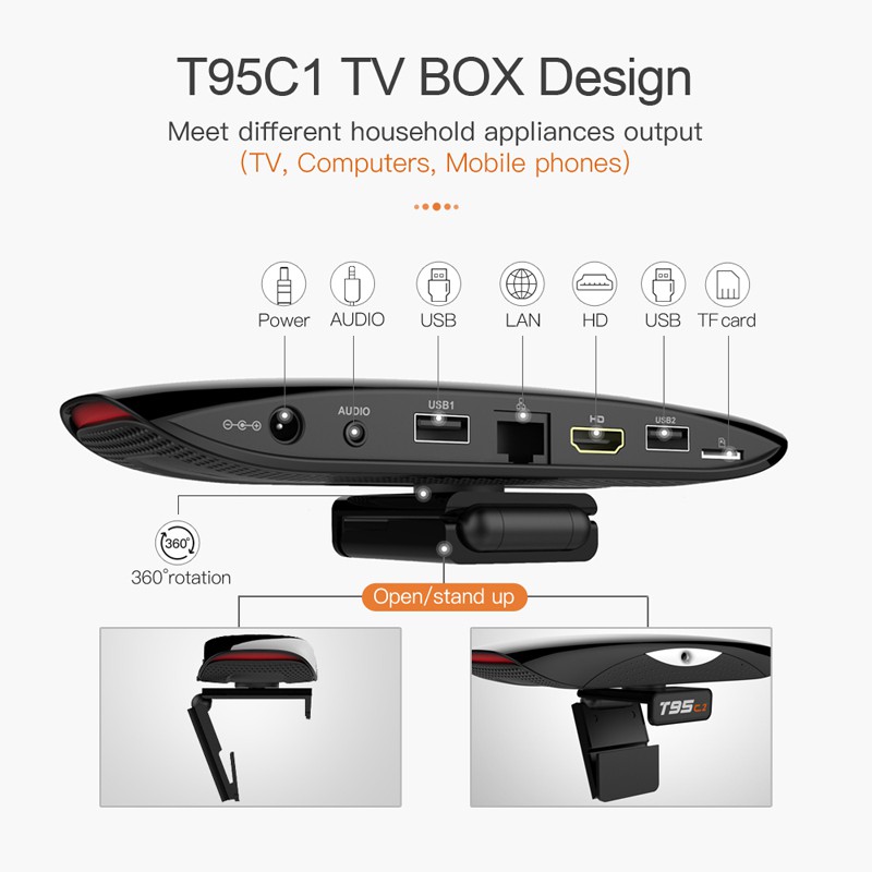 Android tv box, tivi box tích hợp camera và micro có thể nghe gọi video trực tiếp trên tivi bảo hành 12 tháng T95C1