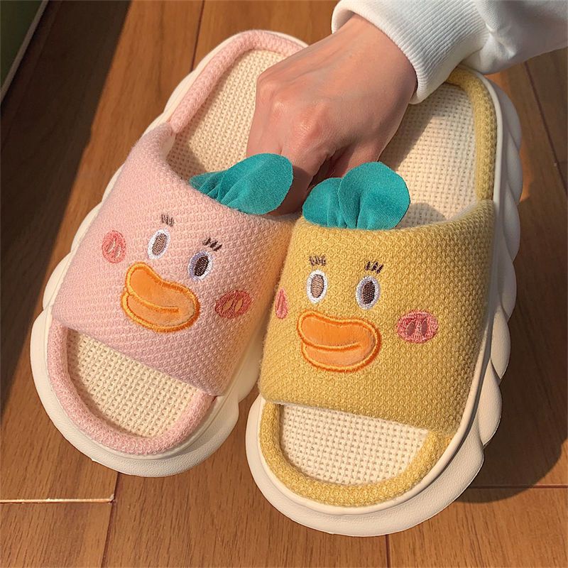 Oeteo Dép Đi Trong Nhà Đế Dày Chất Liệu Cotton Lanh Thời Trang Cho Nữ