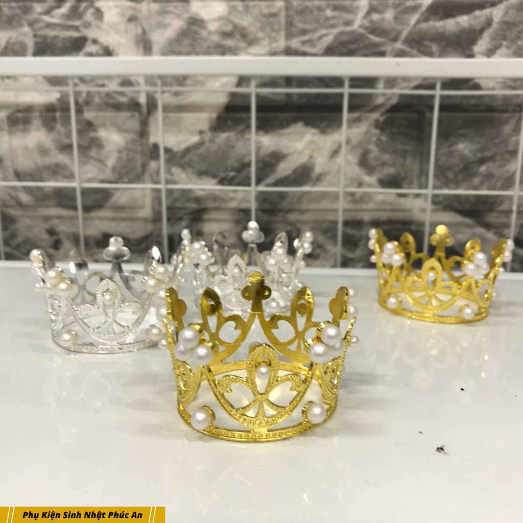 Vương miện nhỏ kim loại trang trí bánh kem HPBD