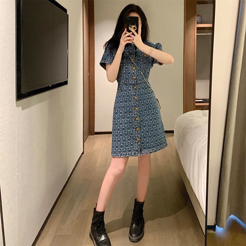 Đầm denim mỏng cao cấp phong cách Châu Âu thời trang mùa hè cho nữ