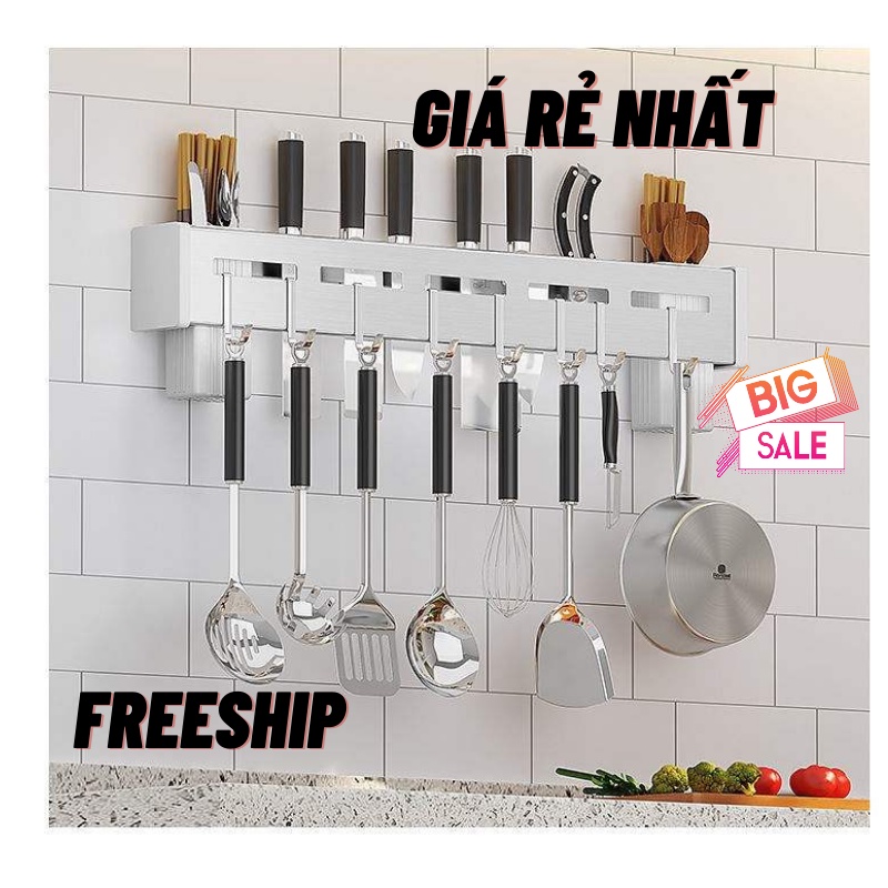 Giá Treo Đồ Nhà Bếp, Giá Cài Dao Muỗng Inox Không Gỉ Gắn Tường Đa Năng titan.st