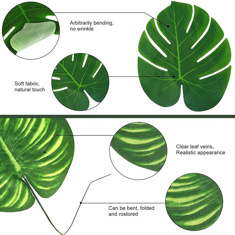 88 miếng Lá rừng cọ 8 loại Lá Monstera giả nhiệt đới có thân cho bữa tiệc chủ đề bãi biển Hawaii Luau
