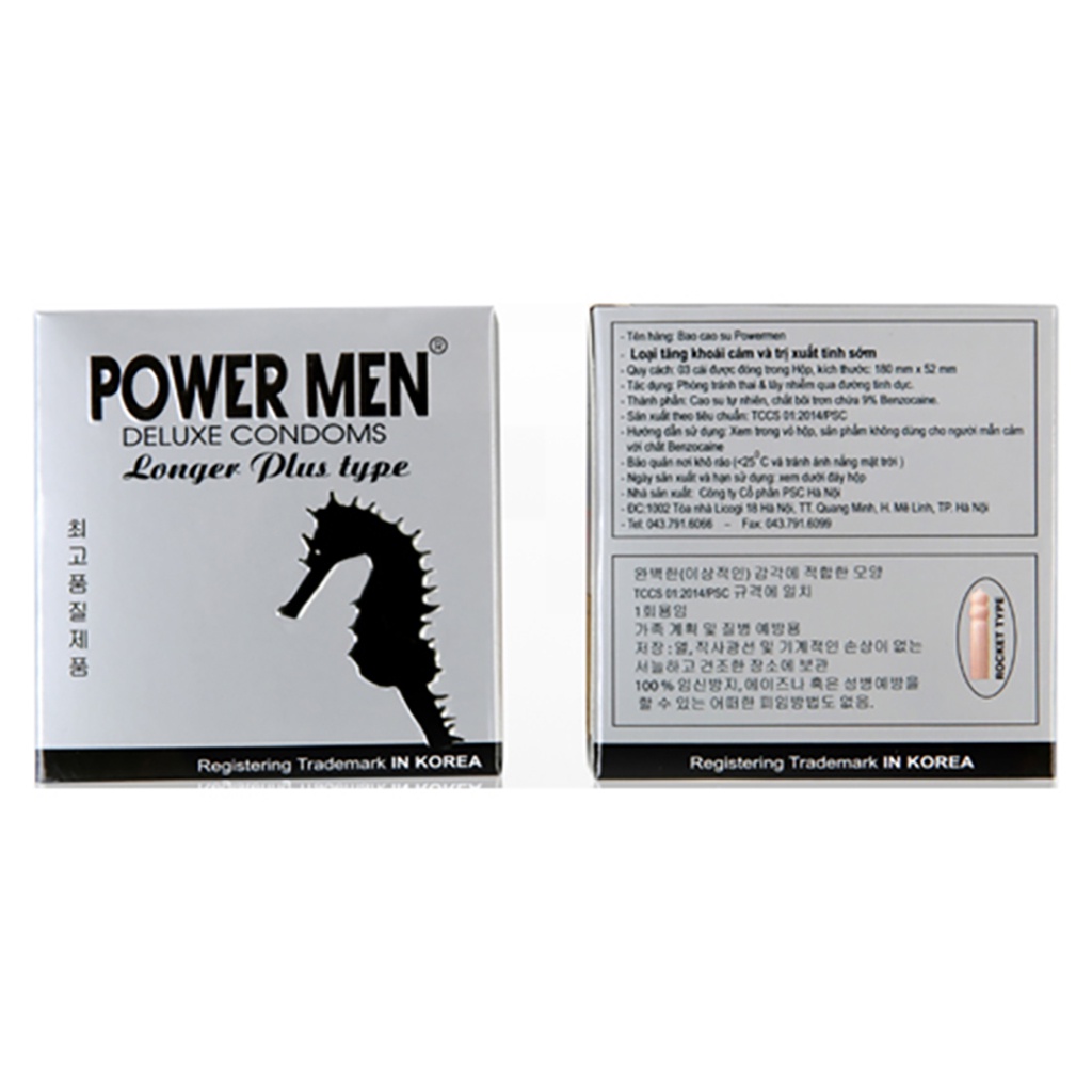 Bao cao su gân gai Power Men Longer Plus chính hãng kéo dài thời gian chống xuất tinh sớm tăng khoái cảm bcs co gan gai