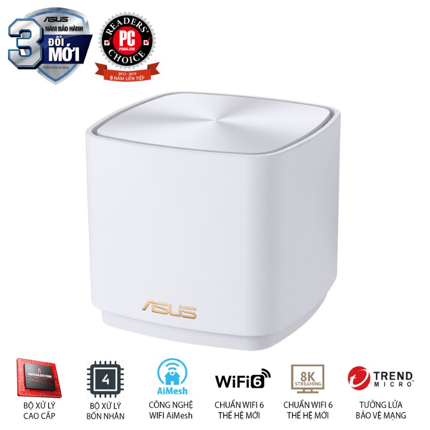 Bộ phát WiFi 6 Asus XD4 2-Pack Mesh AX1800 MU-MIMO màu trắng (Hàng chính Hãng Asus Việt Nam)