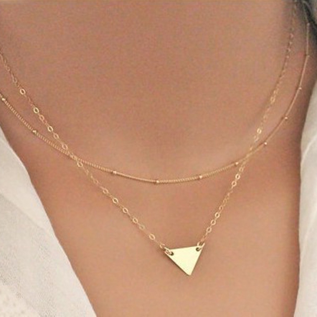 Dây chuyền hợp kim mạ vàng tam giác nhẹ nhàng tinh tế dành cho nữ