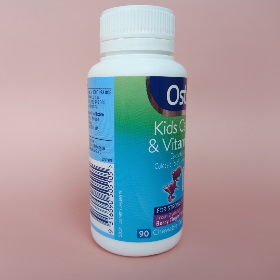 Viên uống bổ sung canxi Ostelin Kid Calcium &amp; Vitamin D3 90 viên